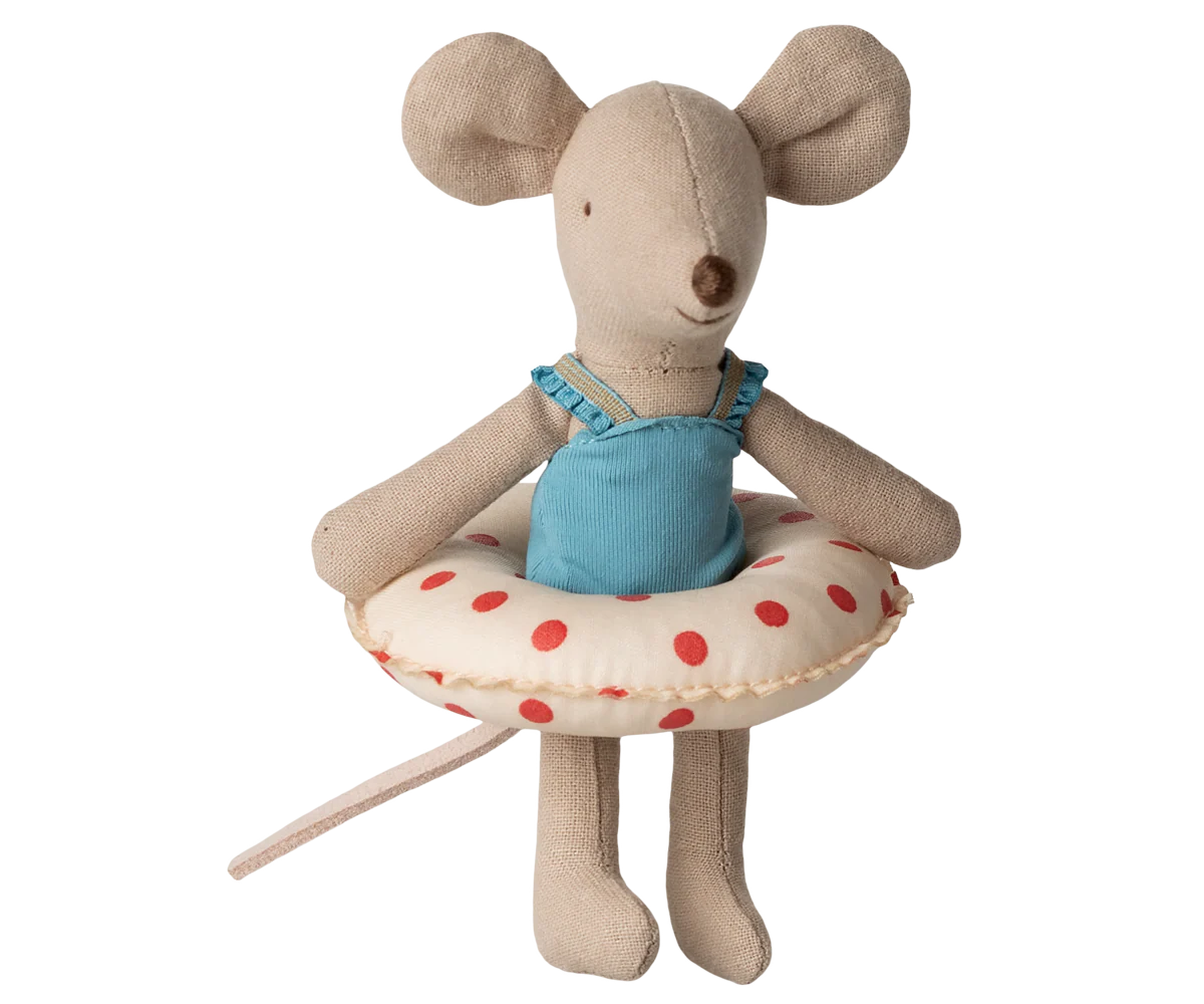 Beach Mouse with Float Little Sister Red Dots – Maileg