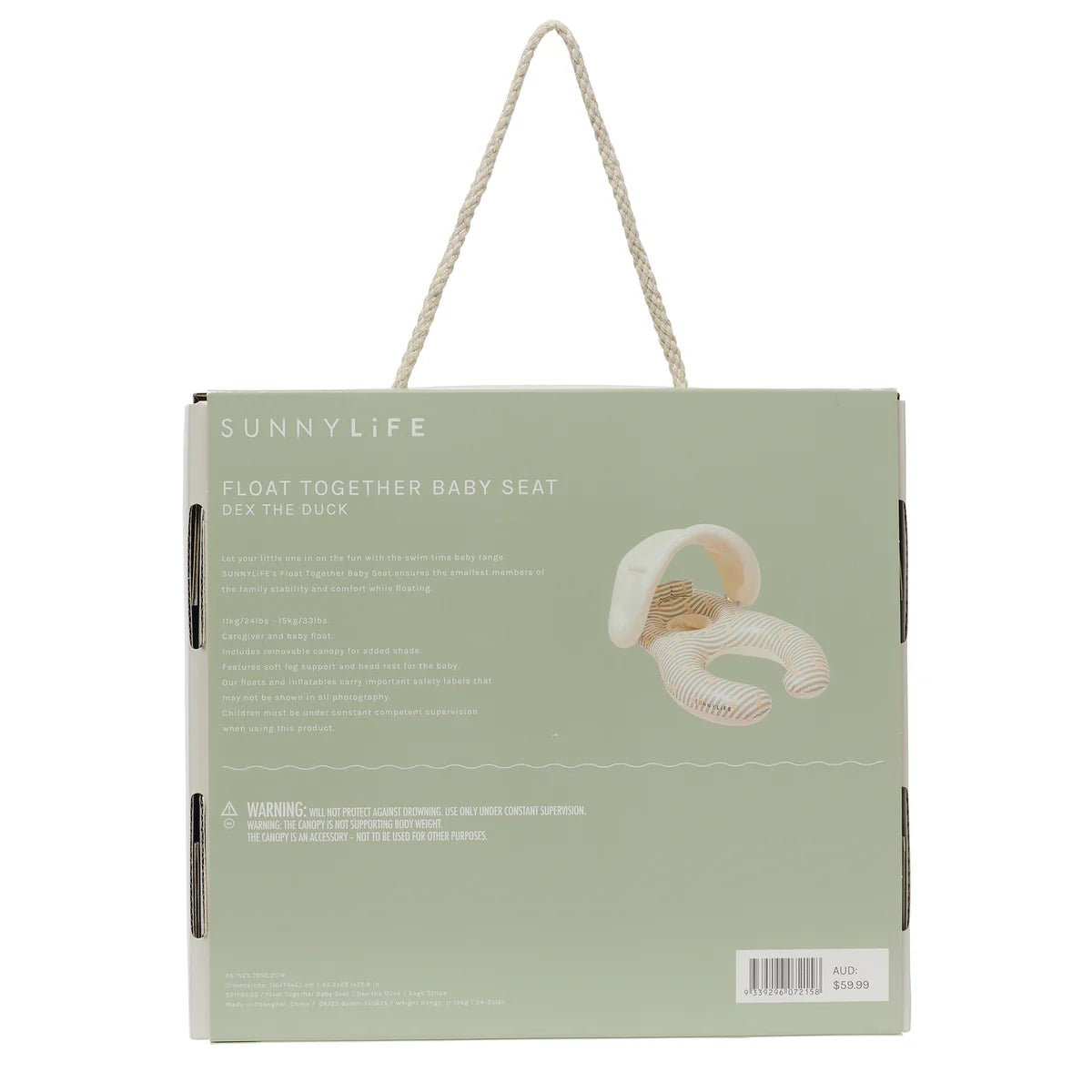 Float Together Baby Seat – Duck Sage Stripe – Sunny Life