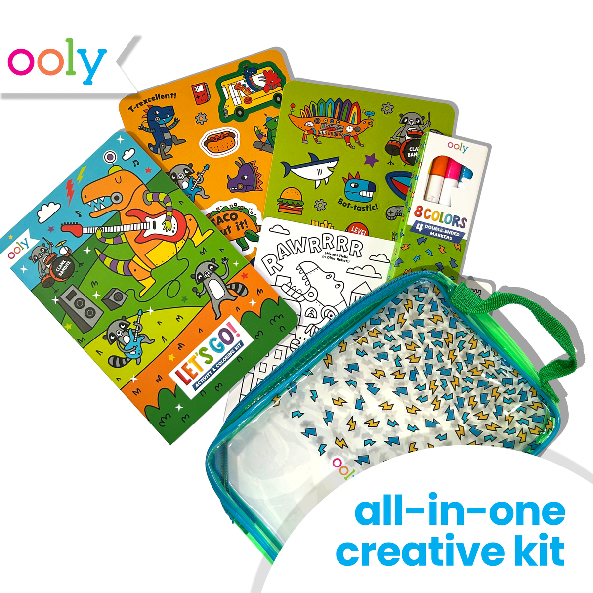 Let's Go! Activity & Coloring Kit - Robo Dinos – OOLY