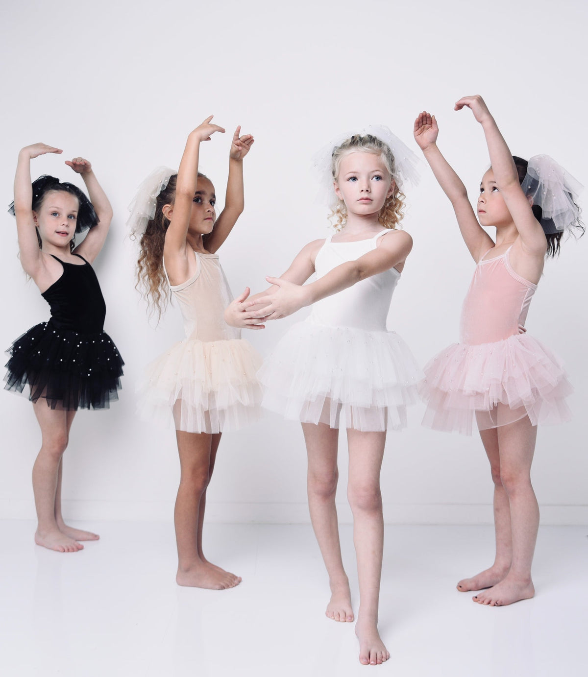 Velvet Leotard Romper – Pearl Tulle – DOLLY by Le Petit Tom