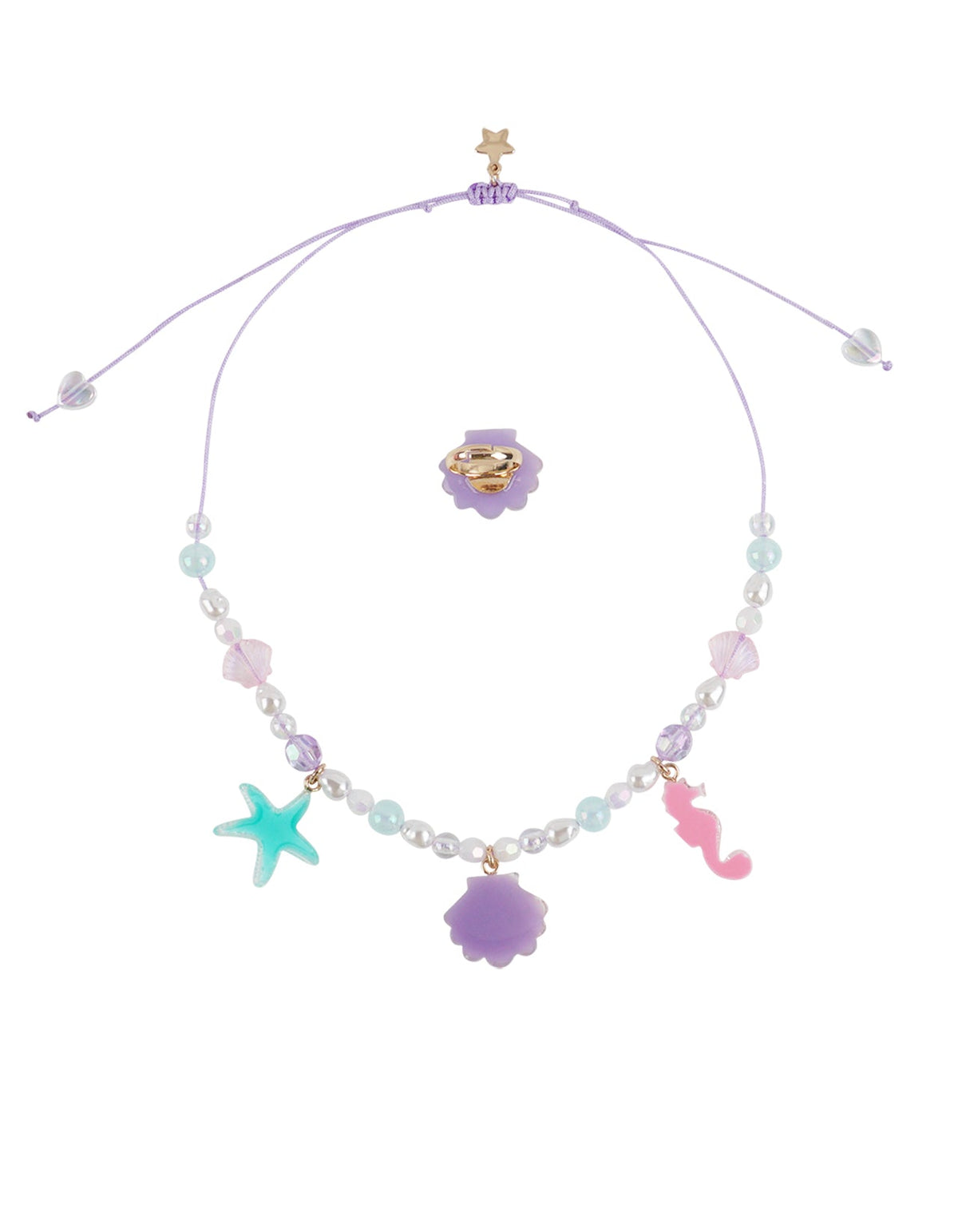 Shell Starfish Seahorse Necklace Ring Set – Rurustar