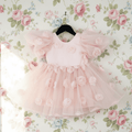 The Rose Garden Tulle V-Back Puff Dress – Dolly Pink – DOLLY by Le Petit Tom