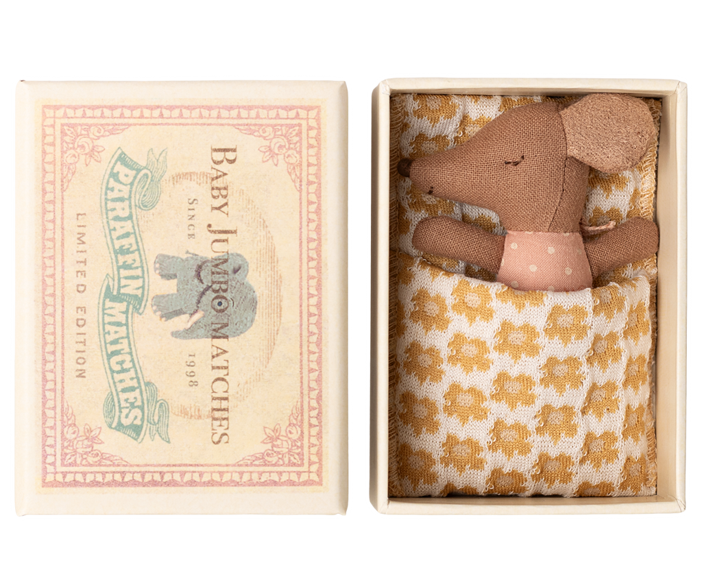 Sleepy Wakey Baby Mouse in Matchbox – Rose – Maileg