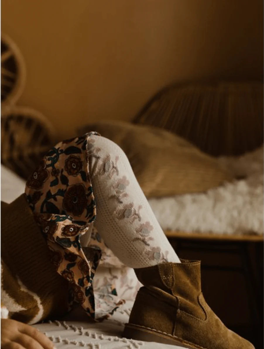 Anthéa Jacquard Flower Pointelle Tights – Doux Agneaux – Collégien