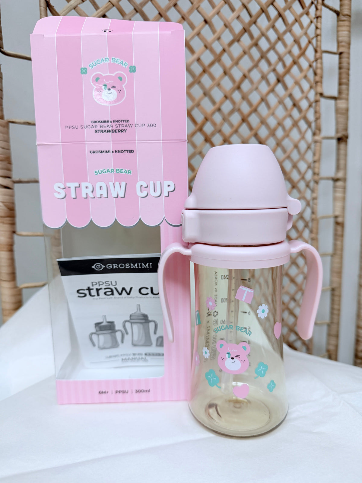 Grosmimi x Knotted Sugar Bear Straw Cup 300ml