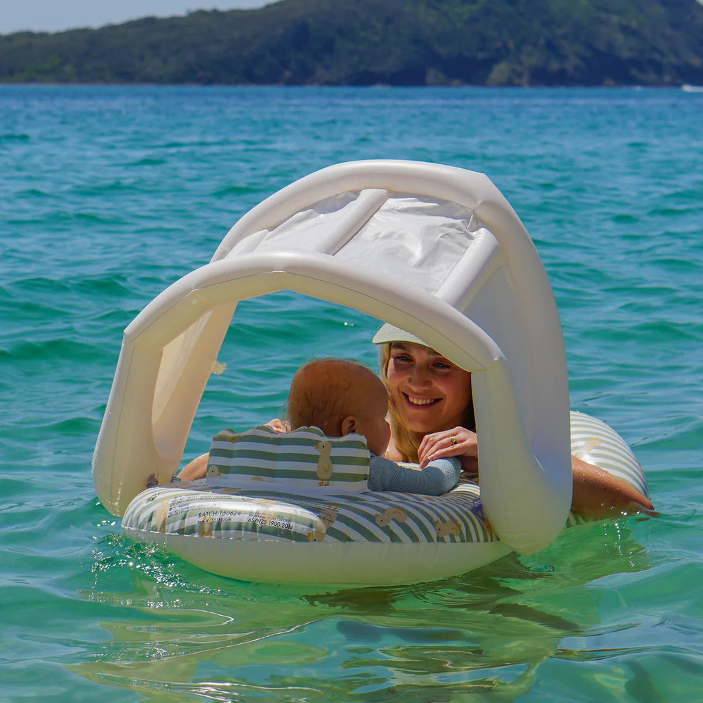 Float Together Baby Seat – Duck Sage Stripe – Sunny Life