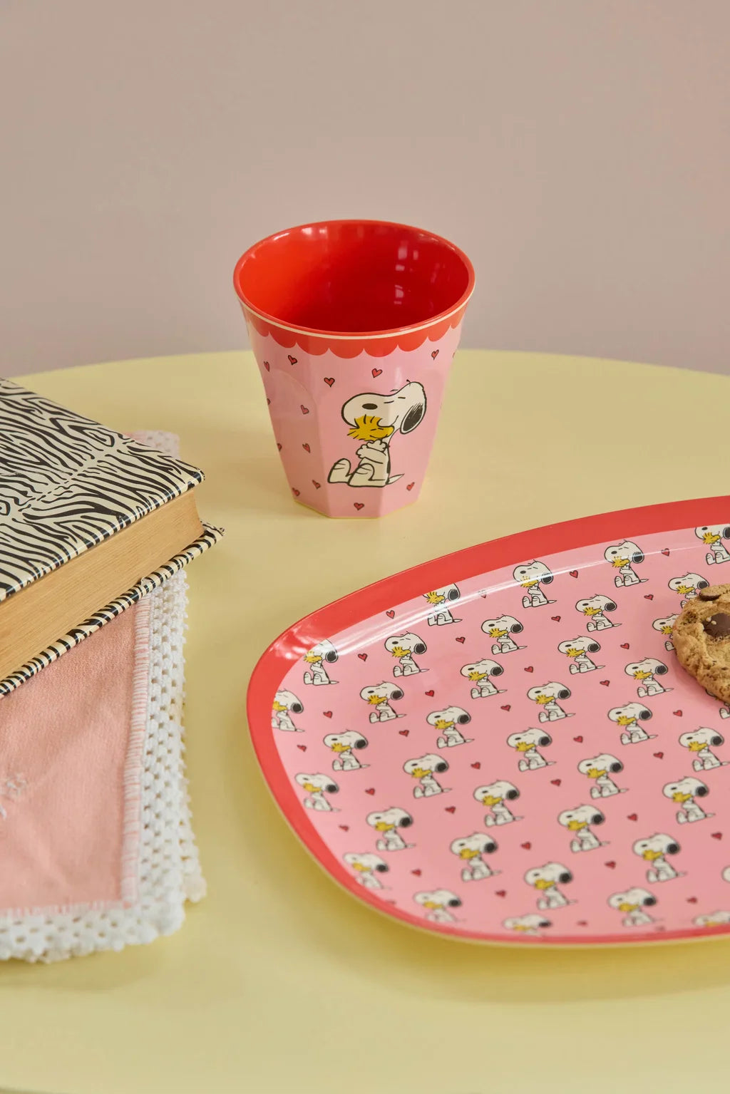 Snoopy Print Melamine Cup Medium Pink 8.45oz – rice by rice