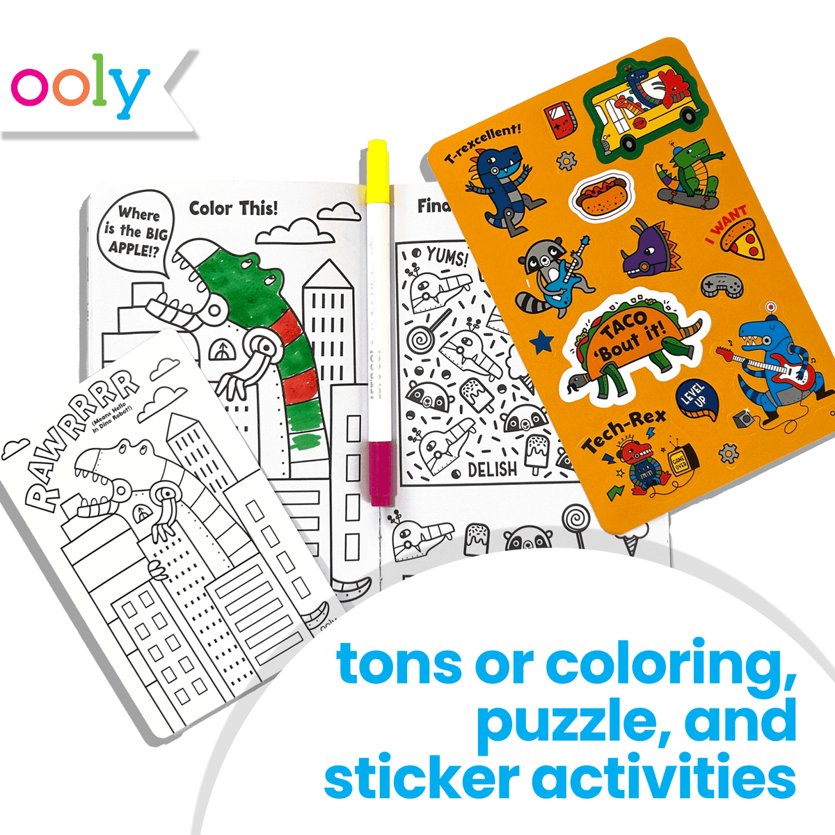 Let's Go! Activity & Coloring Kit - Robo Dinos – OOLY