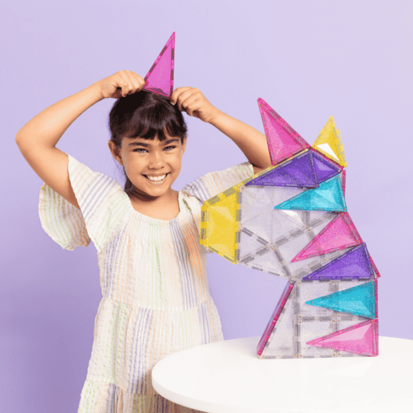 Glitter Unicorn Pack 56 Piece Magnetic Tiles – CONNETIX