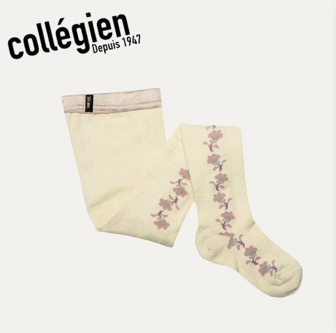 Anthéa Jacquard Flower Pointelle Tights – Doux Agneaux – Collégien