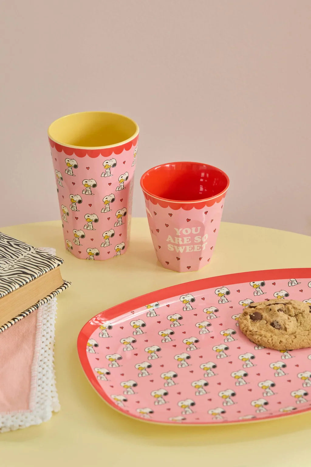 Snoopy Print Melamine Cup Medium Pink 8.45oz – rice by rice