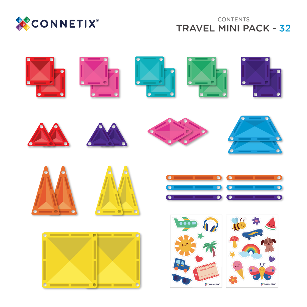 Travel Mini Pack 32 Piece Magnetic Tiles – CONNETIX
