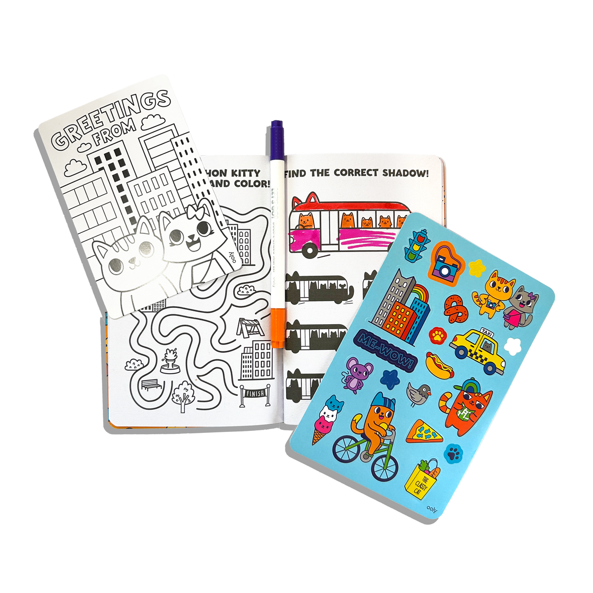 Let's Go! Activity & Coloring Kit - Kitty In The City – OOLY