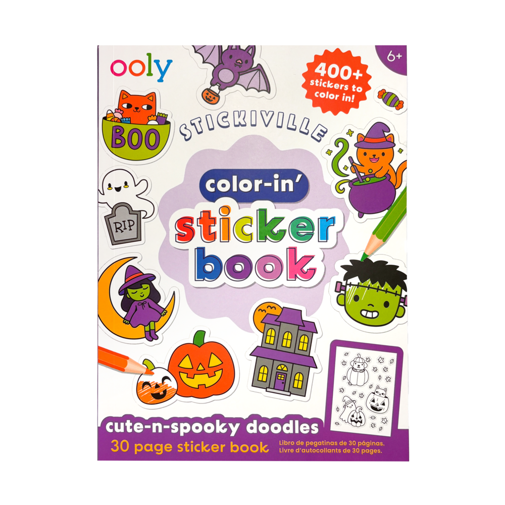 Stickiville Color-In' Sticker Book – Cute n Spooky Doodles – Ooly
