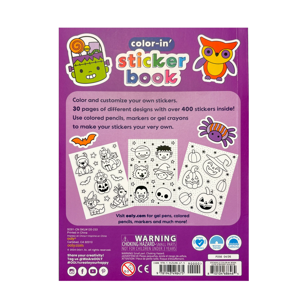 Stickiville Color-In' Sticker Book – Cute n Spooky Doodles – Ooly